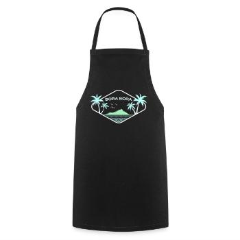 Bora Bora Palm Trees Sea Island Dream Beach Souvenir - Cooking Apron - black - Front - AI Model Male 185 dark (185cm)