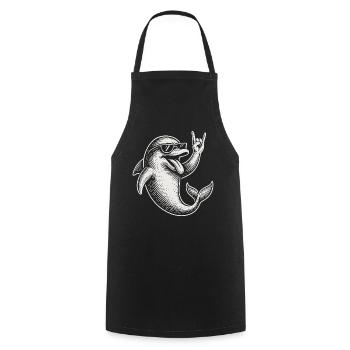 Metall Musik Rock Lustiger Delphin Heavy Metal - Kochschürze - Schwarz - Vorne - AI Model Male 185 dark (185cm)