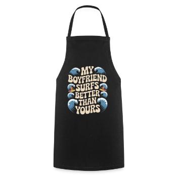 Surfez mon petit ami surfe mieux que le vôtre surfeur - Tablier de cuisine - noir - Devant - AI Model Male 185 dark (185cm)