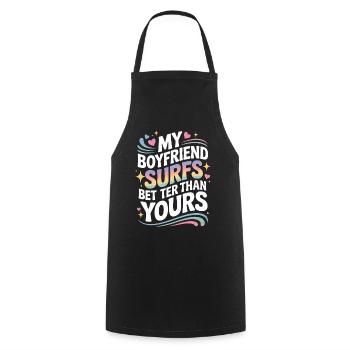 Surfez mon petit ami surfe mieux que le vôtre surfeur - Tablier de cuisine - noir - Devant - AI Model Male 185 dark (185cm)