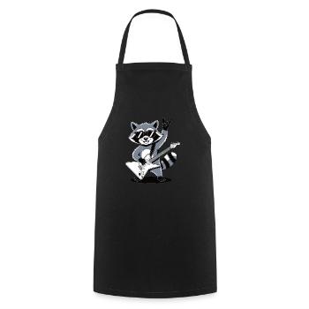 Rock Raccoon – avec guitare et style rock - Tablier de cuisine - noir - Devant - AI Model Male 185 dark (185cm)