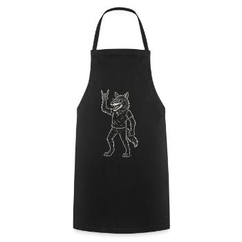Rock Musik Wolf Heavy Metal Funny Retro - Kochschürze - Schwarz - Vorne - AI Model Male 185 dark (185cm)