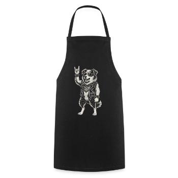 Musique rock Drôle Berger australien Chien - Tablier de cuisine - noir - Devant - AI Model Male 185 dark (185cm)