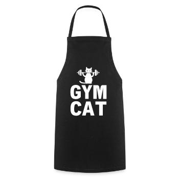 Gym Cat - Dicton de chat sportif - Tablier de cuisine - noir - Devant - AI Model Male 185 dark (185cm)