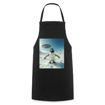 Pinguin Selfie mit UFO - Kochschürze - Schwarz - Vorne - AI Model Male 185 dark (185cm)