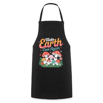 Make Earth Cool Again Champignon Kawaii Nature - Tablier de cuisine - noir - Devant - AI Model Male 185 dark (185cm)