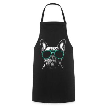 Tête de bouledogue français - Tablier de cuisine - noir - Devant - AI Model Male 185 dark (185cm)