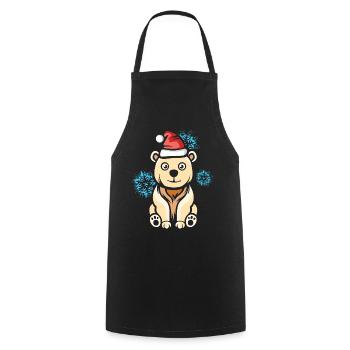 Christmas Polar Bear with Snowflakes - Cooking Apron - black - Front - AI Model Male 185 dark (185cm)