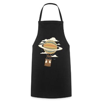 Heißluftballon Saturn Kosmischer Himmel Explorer - Kochschürze - Schwarz - Vorne - AI Model Male 185 dark (185cm)