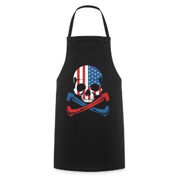 American Flag Skull Shirt - Cooking Apron - black - Front - AI Model Male 185 dark (185cm)