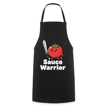 Tomato Warrior with Sword - Cooking Apron - black - Front - AI Model Male 185 dark (185cm)