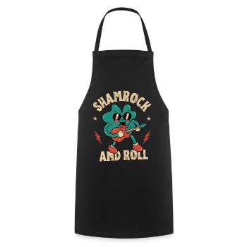 Shamrock and Roll - Cooking Apron - black - Front - AI Model Male 185 dark (185cm)
