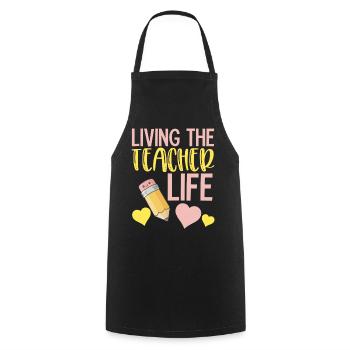 Teacher Life - Inspirational School Teacher - Cooking Apron - black - Front - AI Model Male 185 dark (185cm)