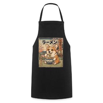 Corgi Ramen style vintage japonais - Tablier de cuisine - noir - Devant - AI Model Male 185 dark (185cm)