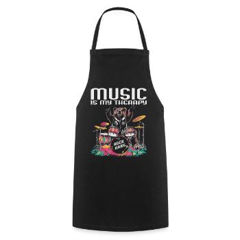 La musique est ma thérapie - Tablier de cuisine - noir - Devant - AI Model Male 185 dark (185cm)