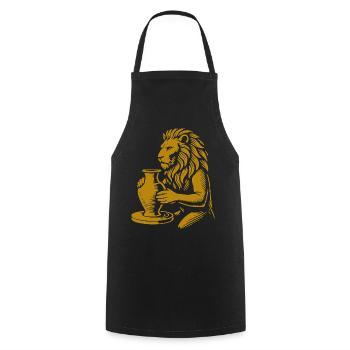 Maître potier Lion d’or - Tablier de cuisine - noir - Devant - AI Model Male 185 dark (185cm)