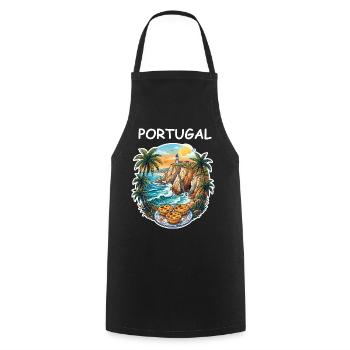 Falaises du Portugal - Tablier de cuisine - noir - Devant - AI Model Male 185 dark (185cm)