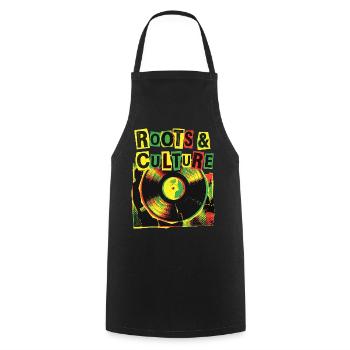 Roots And Culture Reggae - Kochschürze - Schwarz - Vorne - AI Model Male 185 dark (185cm)