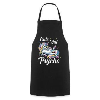Cute Psycho Unicorn - Cooking Apron - black - Front - AI Model Male 185 dark (185cm)