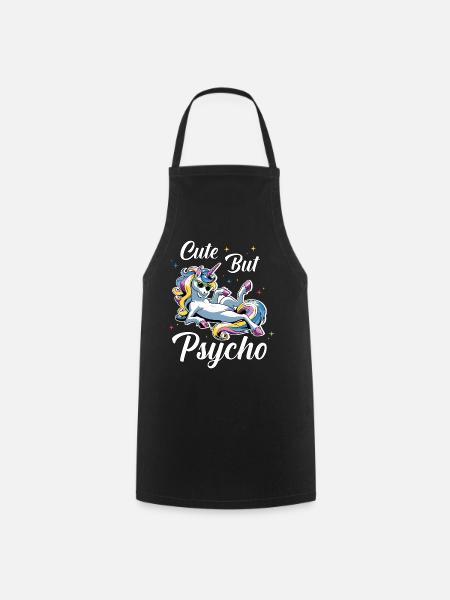 Niedliches Psycho Einhorn - Kochschürze - Schwarz