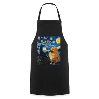 Zwergspitz Spitz Pomeranian - Tablier de cuisine - noir - Devant - AI Model Male 185 dark (185cm)