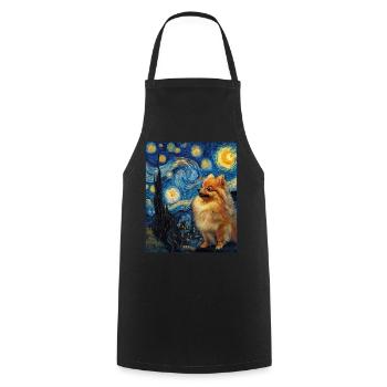 Zwergspitz Spitz Pomeranian - Tablier de cuisine - noir - Devant - AI Model Male 185 dark (185cm)
