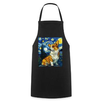 Corgi gallois Pembroke - Tablier de cuisine - noir - Devant - AI Model Male 185 dark (185cm)