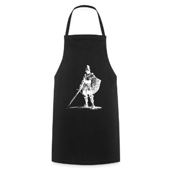 Ritter-Silhouette mit Schwert und Schild - Kochschürze - Schwarz - Vorne - AI Model Male 185 dark (185cm)