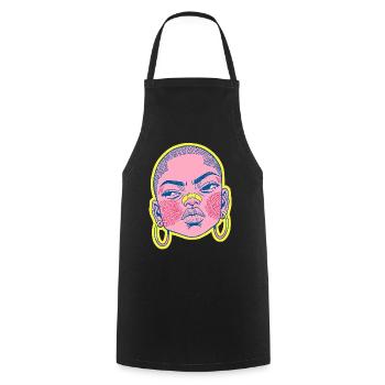 Black female portrait #9 - Cooking Apron - black - Front - AI Model Male 185 dark (185cm)