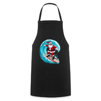 Christmas In July Surfing Santa Claus - Cooking Apron - black - Front - AI Model Male 185 dark (185cm)