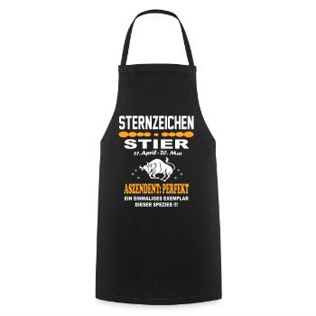 Sternzeichen Stier Ascendent Perfekt - Kochschürze - Schwarz - Vorne - AI Model Male 185 dark (185cm)