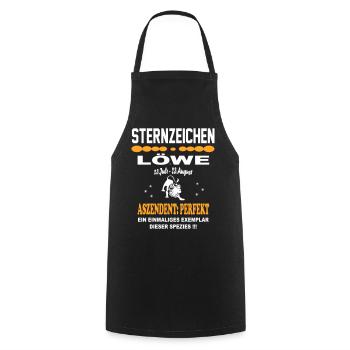 Sternzeichen Löwe: Ascendant Perfekt - Kochschürze - Schwarz - Vorne - AI Model Male 185 dark (185cm)