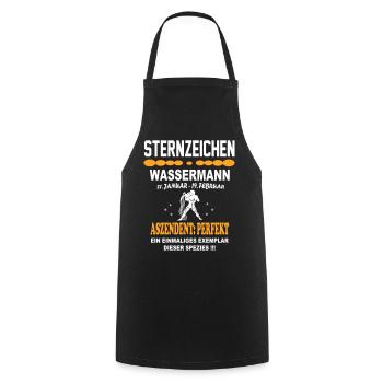 Sternzeichen Wassermann Ascendent Perfekt - Kochschürze - Schwarz - Vorne - AI Model Male 185 dark (185cm)