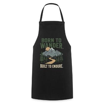 Trail Running - Born to Wander, Built to Endure - Cooking Apron - black - Front - AI Model Male 185 dark (185cm)