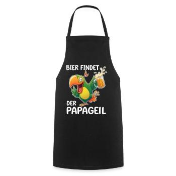 Bier findet der Papa geil – Papagei Shirt - Kochschürze - Schwarz - Vorne - AI Model Male 185 dark (185cm)