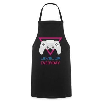 Level Up Everyday Gamer - Kochschürze - Schwarz - Vorne - AI Model Male 185 dark (185cm)