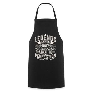 1987 Vintage Vintage Cadeau d’anniversaire Rétro - Tablier de cuisine - noir - Devant - AI Model Male 185 dark (185cm)