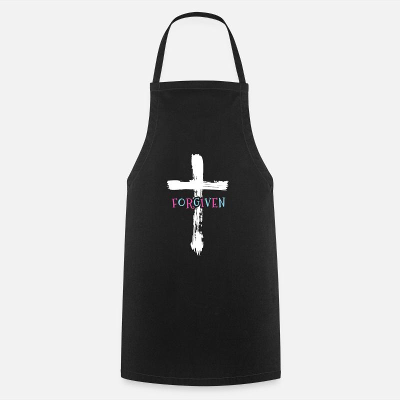 Cross - Jesus - Forgiven - Christian - Cooking Apron - black