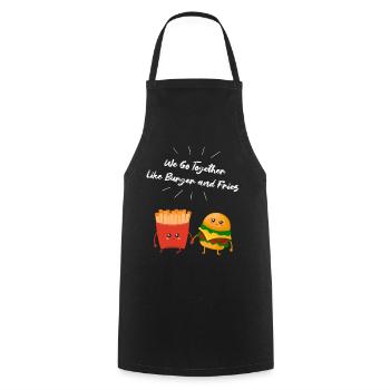 Burger & Fries Couple Cadeau pour les amateurs de frites - Tablier de cuisine - noir - Devant - AI Model Male 185 dark (185cm)