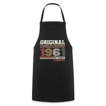 Original November 1961 61st birthday gift - Cooking Apron - black - Front - AI Model Male 185 dark (185cm)