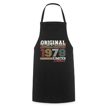 Original novembre 1978 Cadeau du 44e anniversaire - Tablier de cuisine - noir - Devant - AI Model Male 185 dark (185cm)