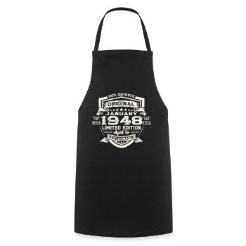 Né en 1948 Janvier 75e anniversaire Homme cadeau - Tablier de cuisine - noir - Devant - AI Model Male 185 dark (185cm)