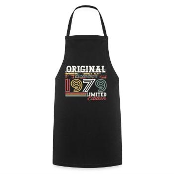 Original Octobre 1979 43ème Anniversaire Cadeau Cool - Tablier de cuisine - noir - Devant - AI Model Male 185 dark (185cm)