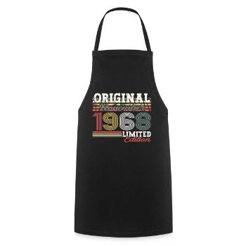 Original November 1968 54th birthday gift - Cooking Apron - black - Front - AI Model Male 185 dark (185cm)