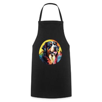 Bernese Mountain Dog pop art - Cooking Apron - black - Front - AI Model Male 185 dark (185cm)