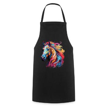 Colorful horse portrait pop art style - Cooking Apron - black - Front - AI Model Male 185 dark (185cm)