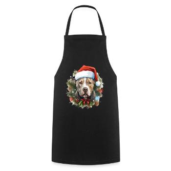 Chien de la race Pitbull qui fête Noël avec vous - Tablier de cuisine - noir - Devant - AI Model Male 185 dark (185cm)