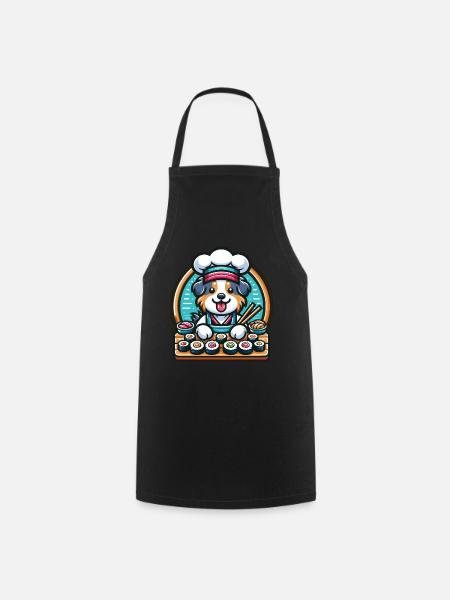 Australian Shepherd Koch Sushi im Kawaii-Stil - Kochschürze - Schwarz