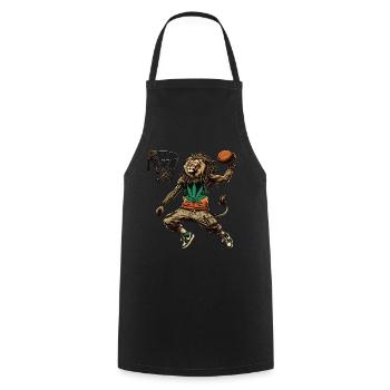 Un lion rasta qui fait un dunk au basket - Tablier de cuisine - noir - Devant - AI Model Male 185 dark (185cm)