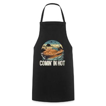 Drôle de citation de bateau à moteur Comin dans Hot Pontooning - Tablier de cuisine - noir - Devant - AI Model Male 185 dark (185cm)